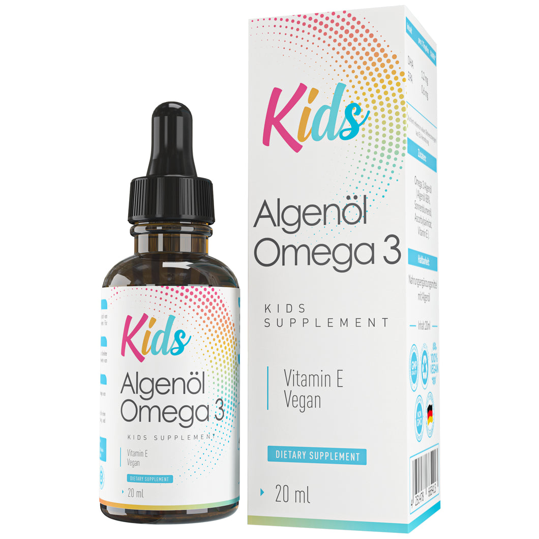 Algenöl Omega 3 Tropfen Kids, speziell für Kinder, Vegan, 20ml