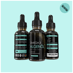 Omega 3 Algenöl Tropfen - angereichert mit Karottenextrakt und Vitamin E, 100ml