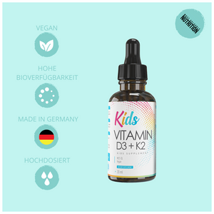 Vitamin D3 + K2 Tropfen Kids, speziell für Kinder, Vegan, 20ml