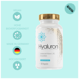 Hyaluronsäure Kapseln mit Vitamin C,  B12, B7 und Zink