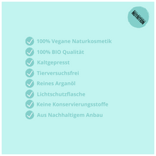 Laden Sie das Bild in den Galerie-Viewer, BIO Arganöl Vegan | Kaltgepresst | 100ml
