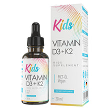 Laden Sie das Bild in den Galerie-Viewer, Vitamin D3 + K2 Tropfen Kids, speziell für Kinder, Vegan, 20ml
